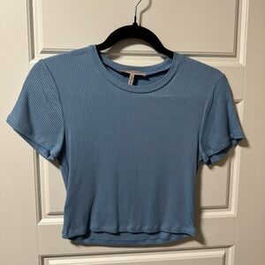 BCBGeneration Light Blue Ribbed Crop Top
